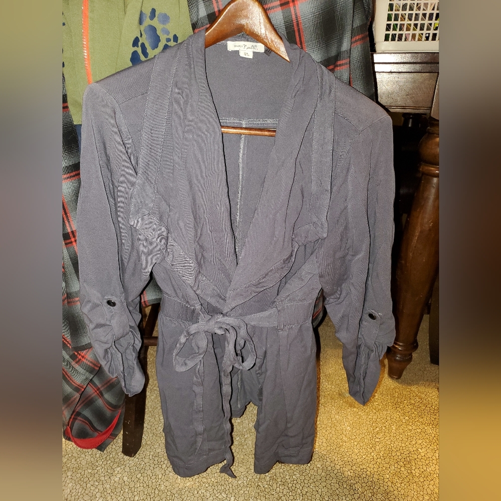 Dark Blue Shacket With Belt Xxl